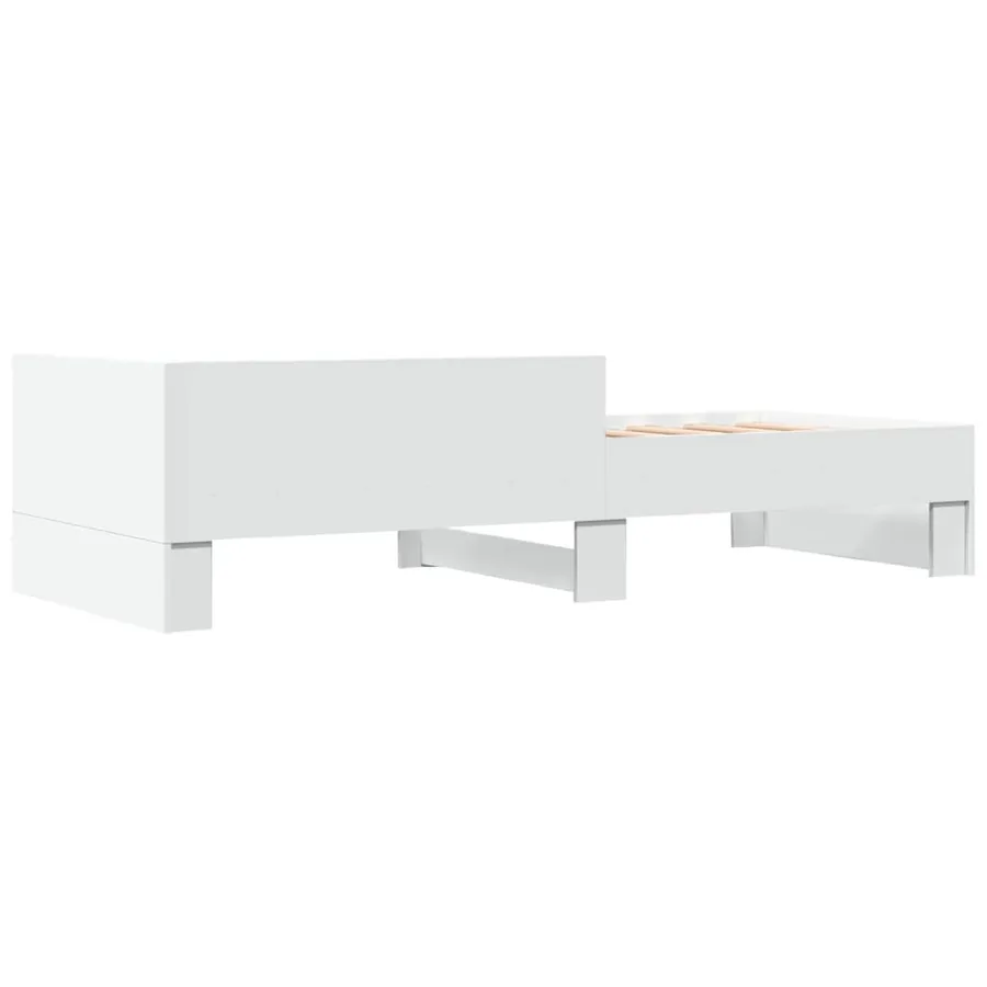 Cadre de lit sans matelas blanc 75x190 cm bois d'ingénierie - 6