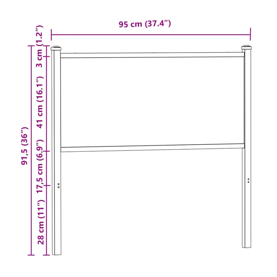 Tête de lit de remplacement chêne marron 90 cm bois d'ingénierie et acier - 7