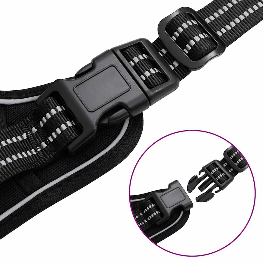 Harnais pour chien avec laisse et collier réglables noir S - 11