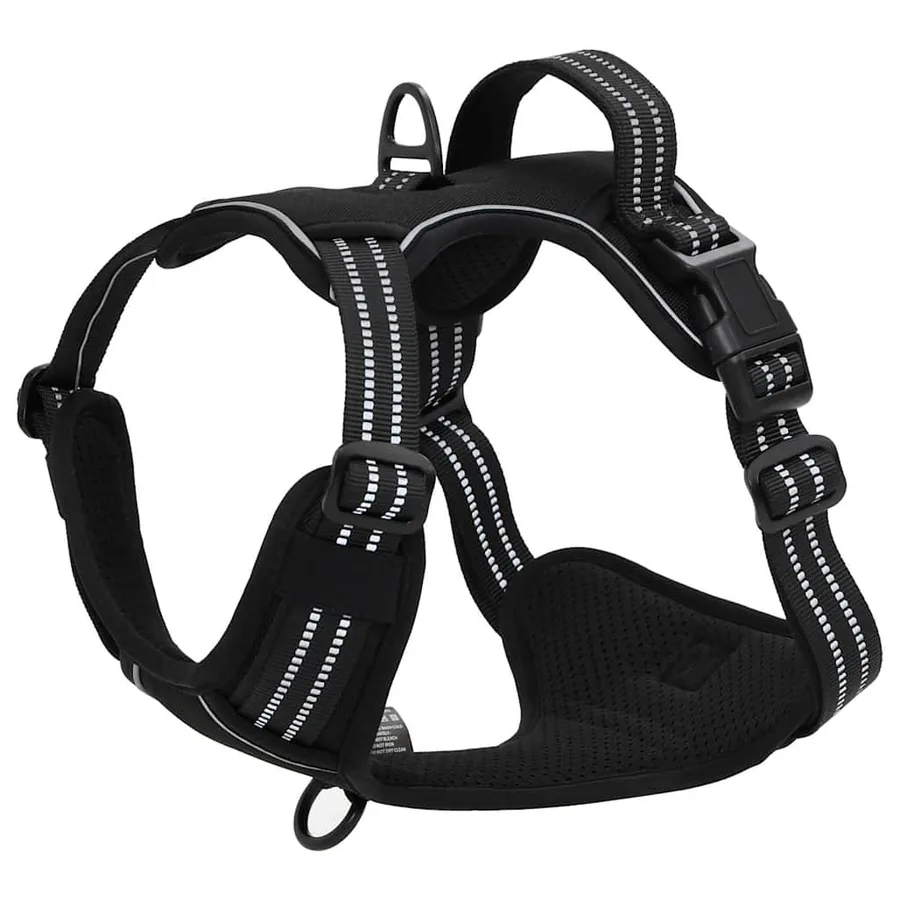 Harnais pour chien avec laisse et collier réglables noir S - 8