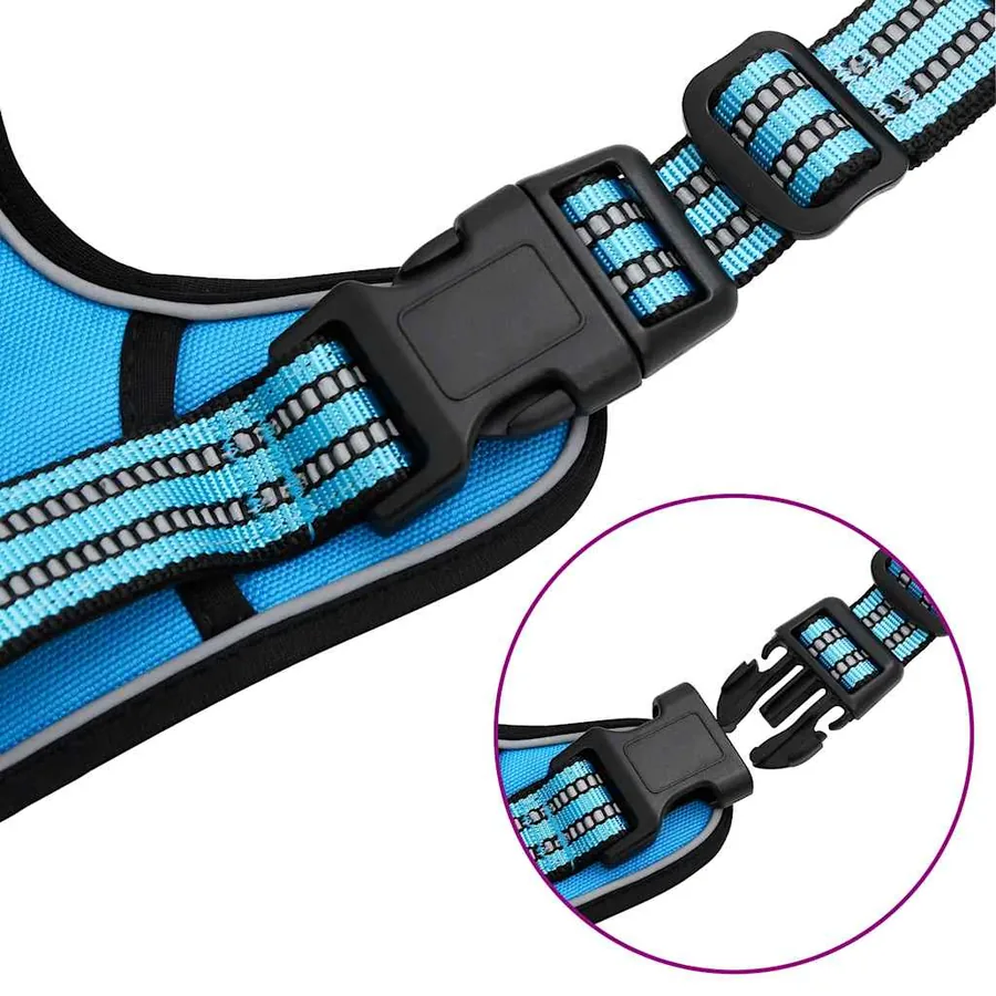 Harnais pour chien avec laisse et collier réglables bleu XL - 11