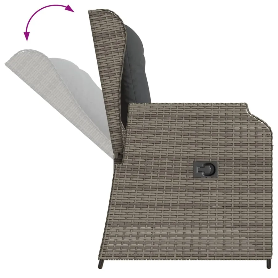 Salon de jardin 3 pcs avec coussins Gris Résine tressée - 5