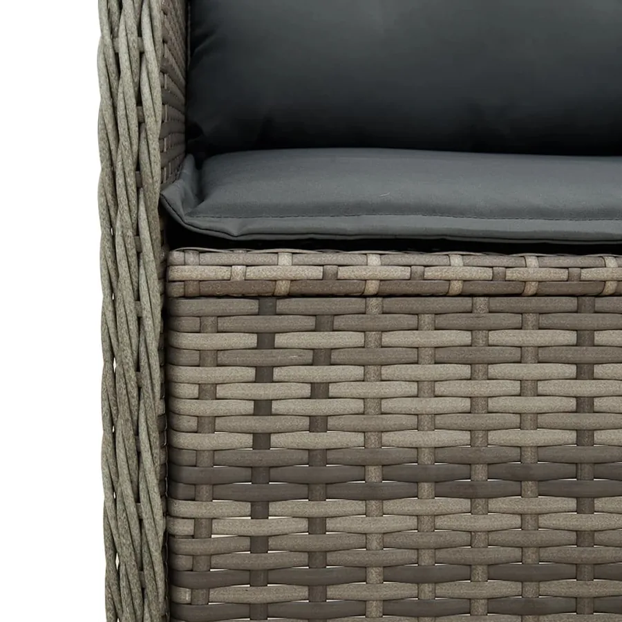 Salon de jardin 3 pcs avec coussins Gris Résine tressée - 7