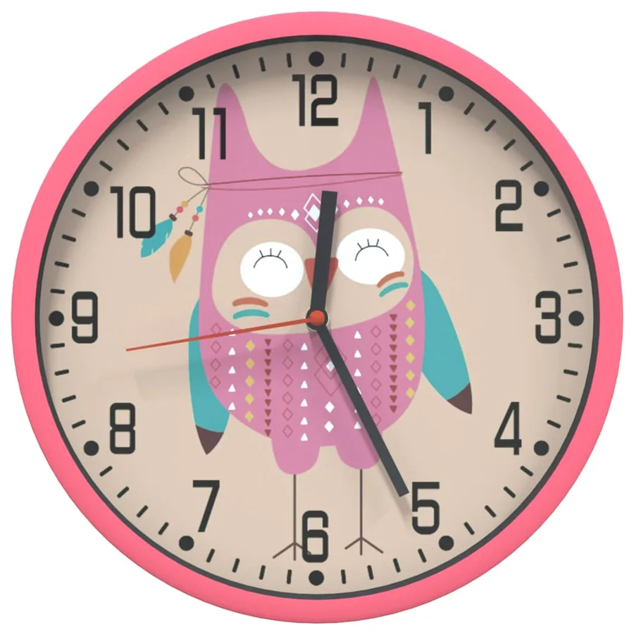 Horloge murale rose Ø25,5 cm polystyrène et verre - 2
