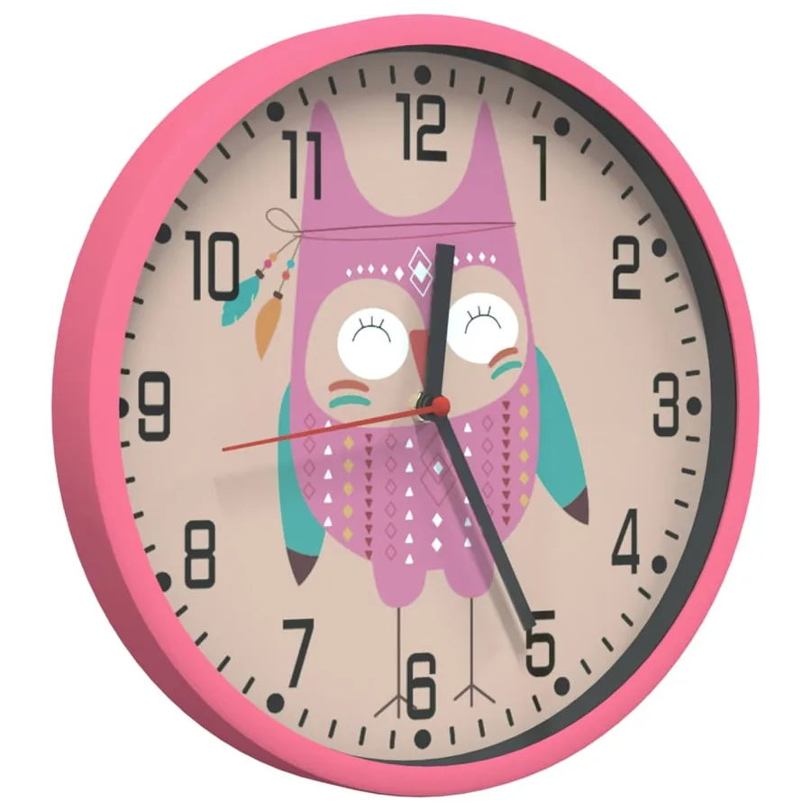 Horloge murale rose Ø25,5 cm polystyrène et verre - 3