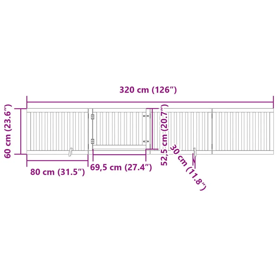 Barrière pour chiens et porte 4 panneaux blanc bois de peuplier - 11