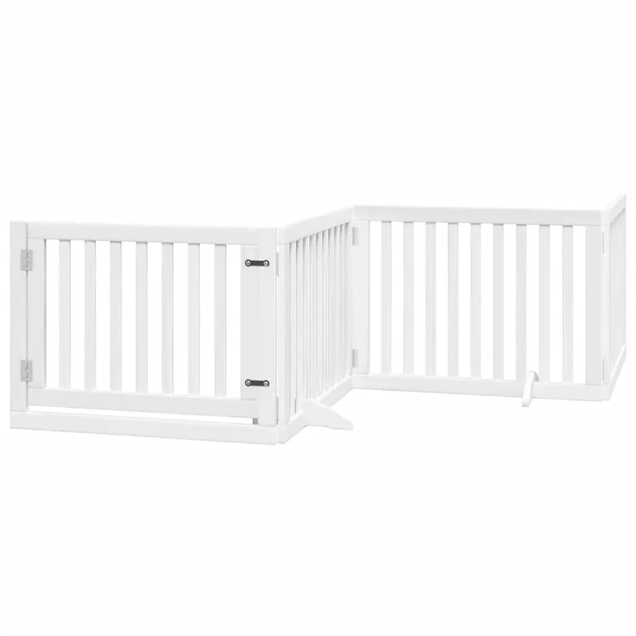 Barrière pour chiens et porte 4 panneaux blanc bois de peuplier - 2