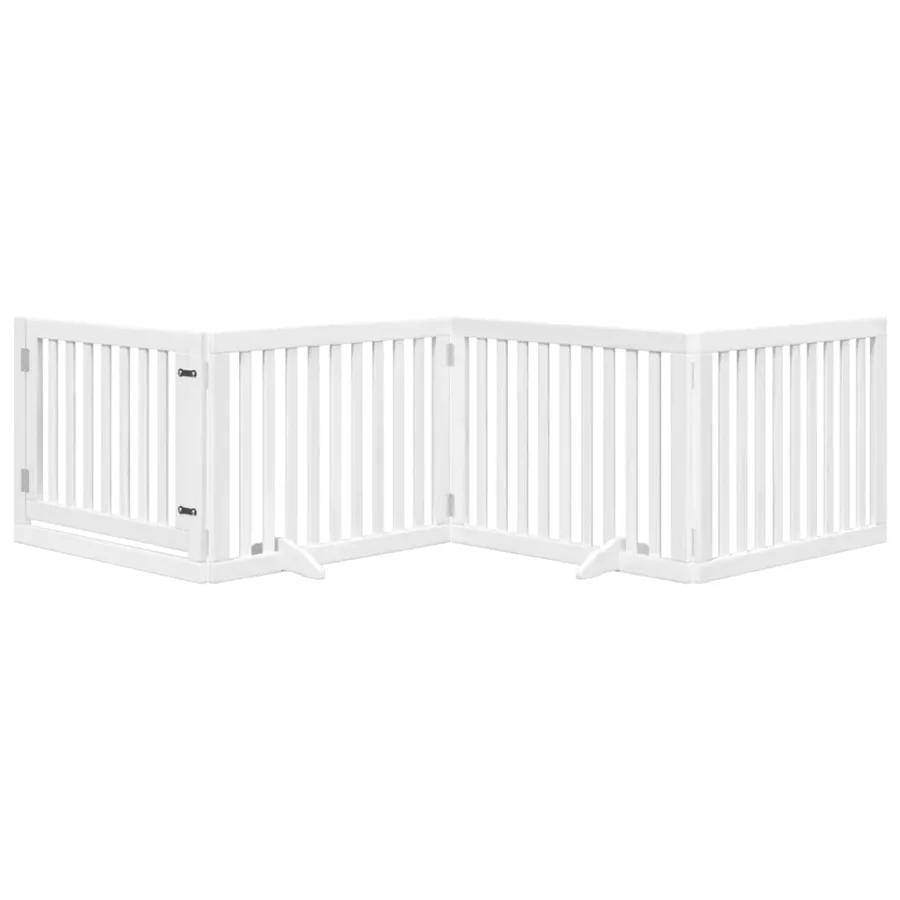 Barrière pour chiens et porte 4 panneaux blanc bois de peuplier - 3