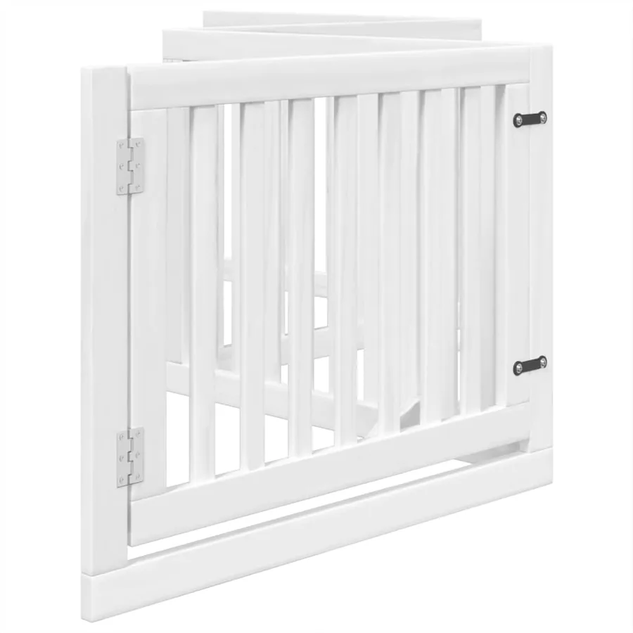 Barrière pour chiens et porte 4 panneaux blanc bois de peuplier - 5