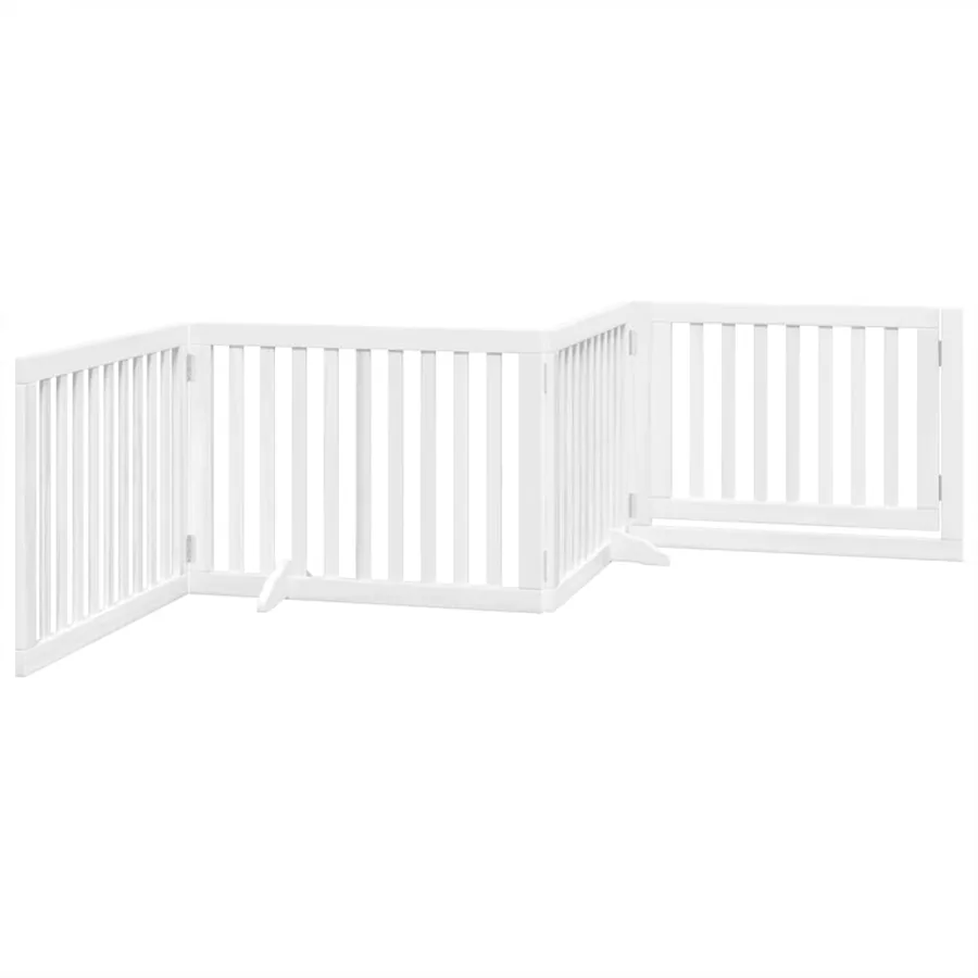 Barrière pour chiens et porte 4 panneaux blanc bois de peuplier - 6