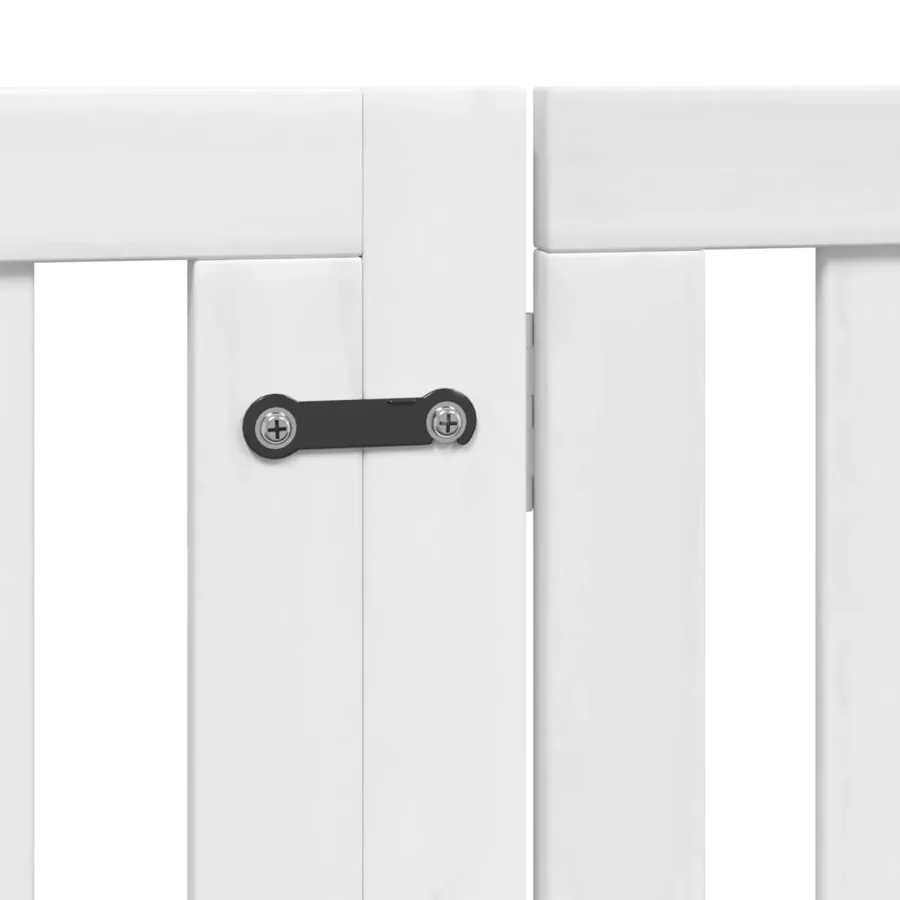 Barrière pour chiens et porte 4 panneaux blanc bois de peuplier - 9