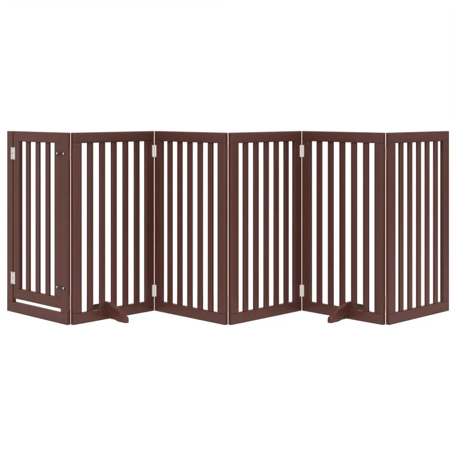 Barrière pour chiens avec porte 6 panneaux bois de peuplier - 3