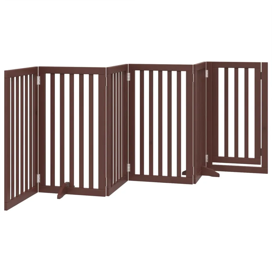 Barrière pour chiens avec porte 6 panneaux bois de peuplier - 6