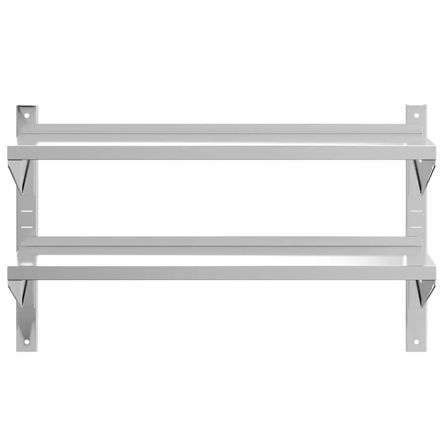Étagère murale à 2 niveaux 100x30x60cm argenté acier inoxydable - 5