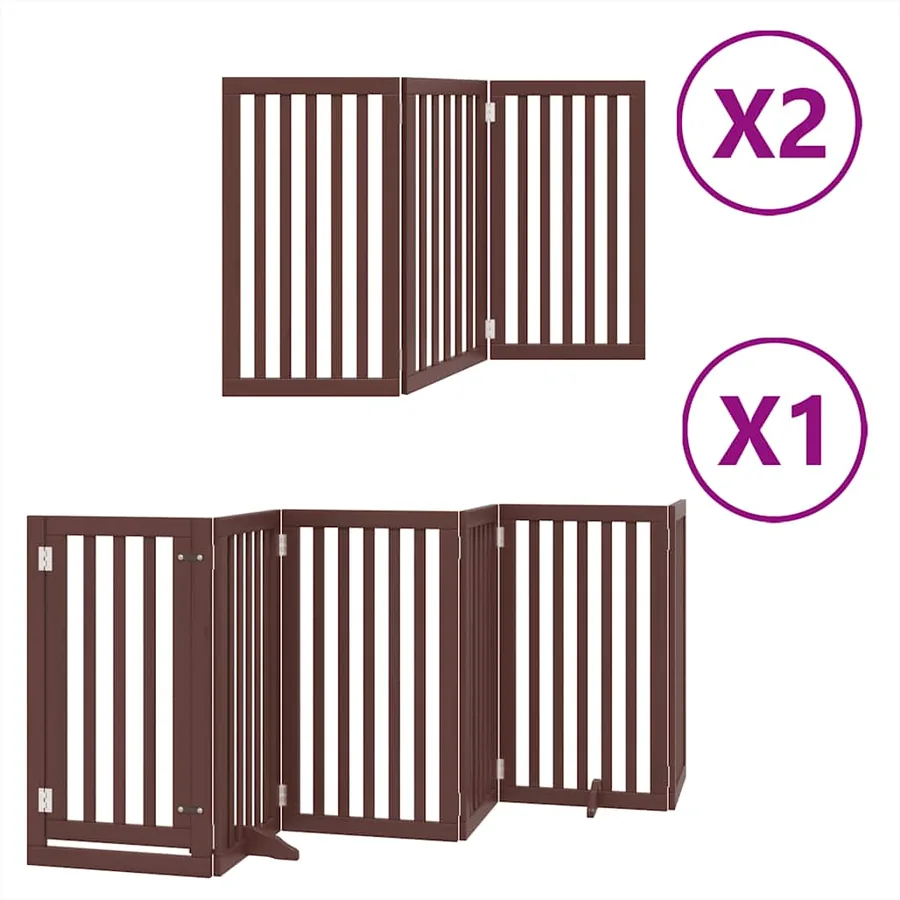 Barrière pour chien porte pliable 12 panneaux bois de peuplier - 2