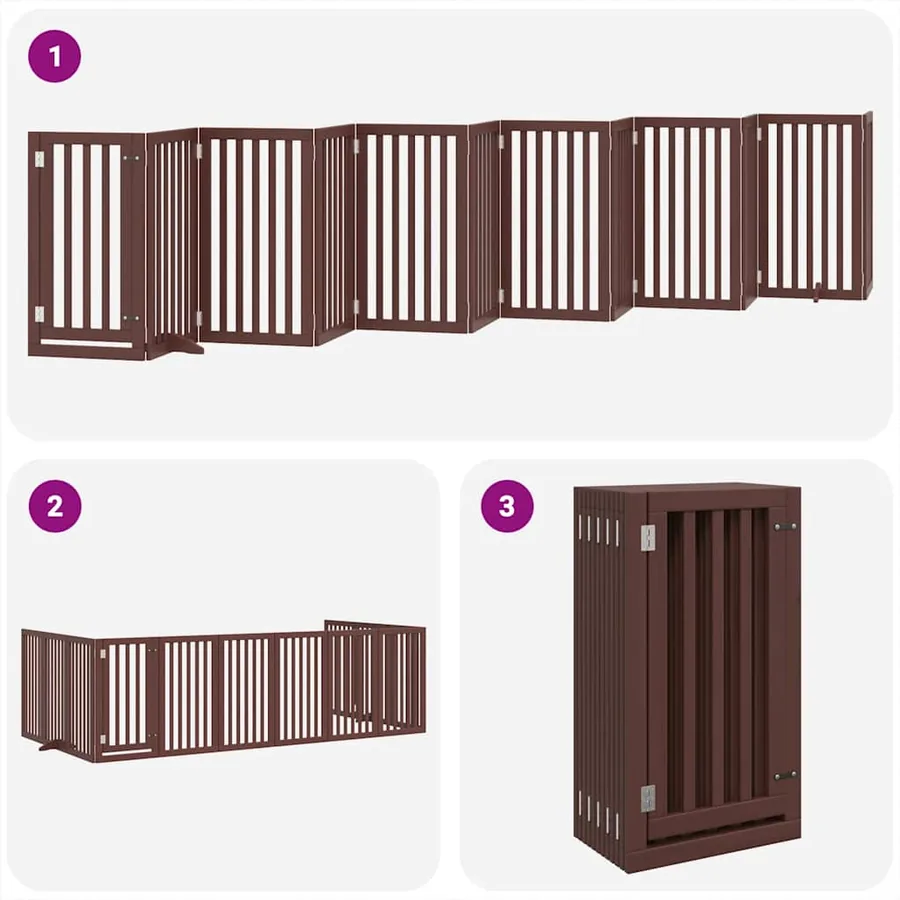 Barrière pour chien porte pliable 12 panneaux bois de peuplier - 5