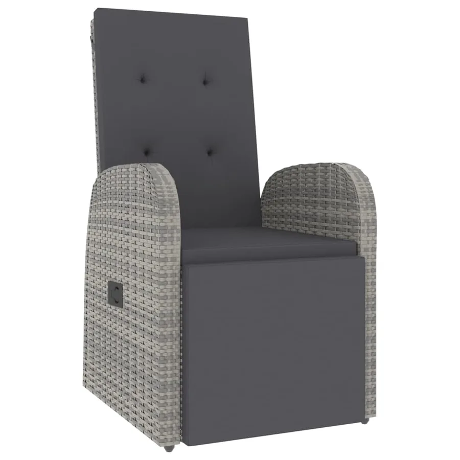 2 pcs garden lounge set Grey poly rattan and acacia - 4