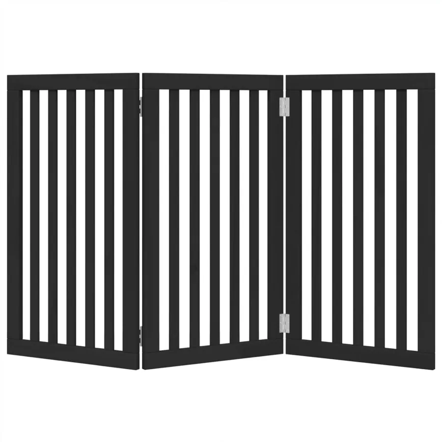 Barrière pour chien pliable 3 panneaux noir bois de peuplier - 4
