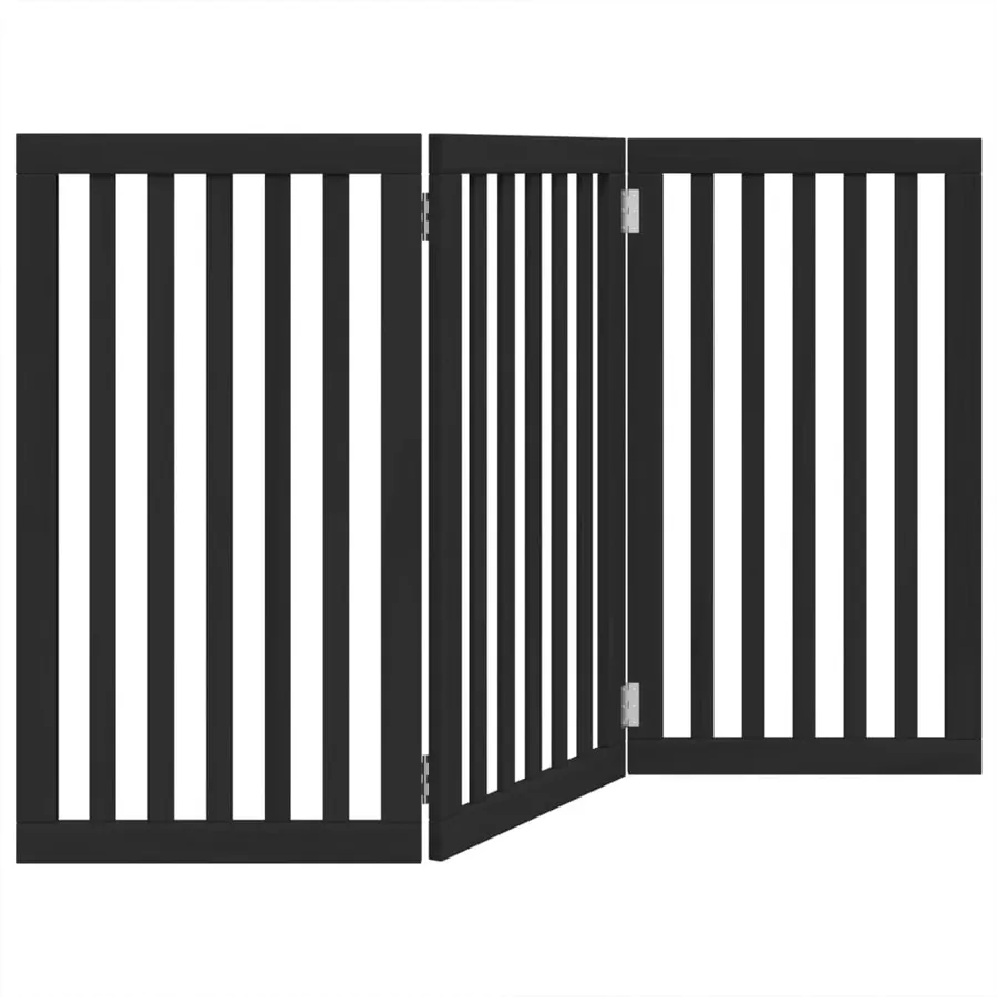 Barrière pour chien pliable 3 panneaux noir bois de peuplier - 6
