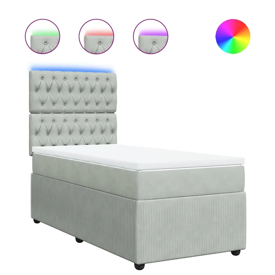 Sommier à lattes de lit et matelas Gris clair 80x200 cm Velours - 2