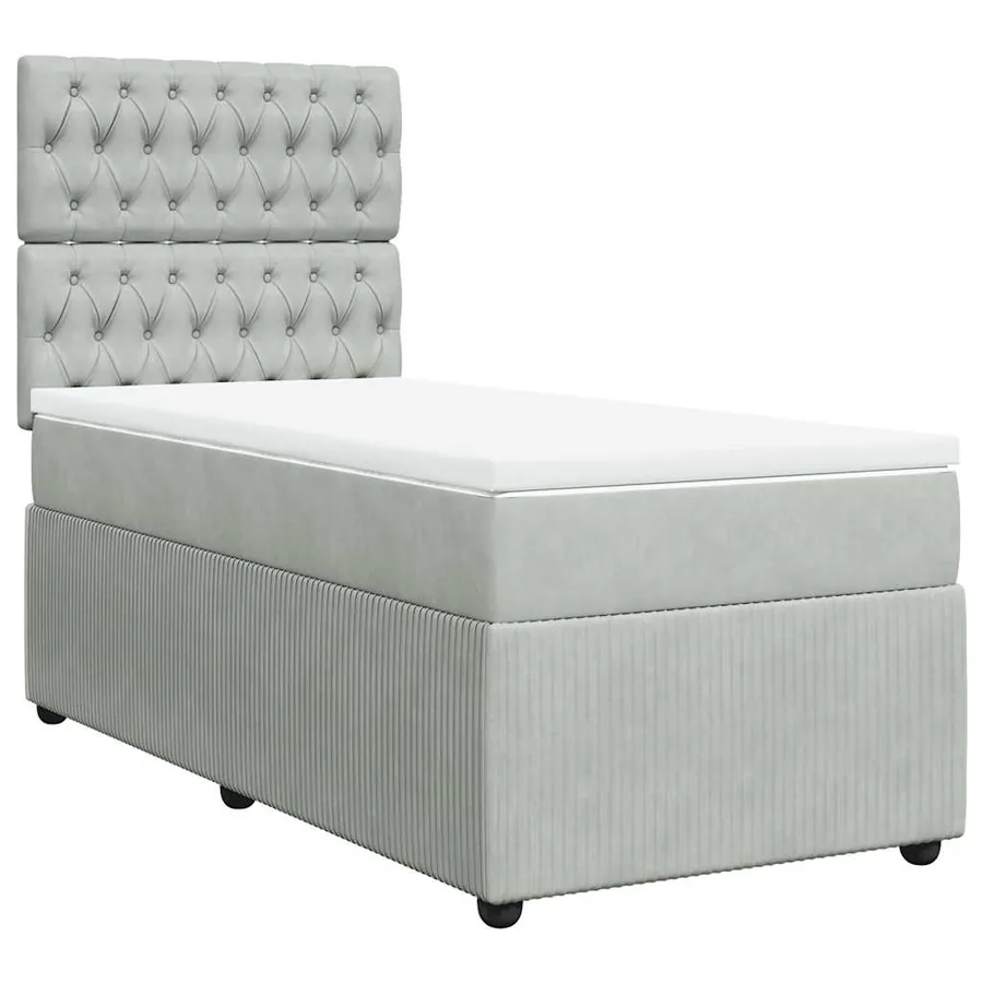 Sommier à lattes de lit et matelas Gris clair 80x200 cm Velours - 3