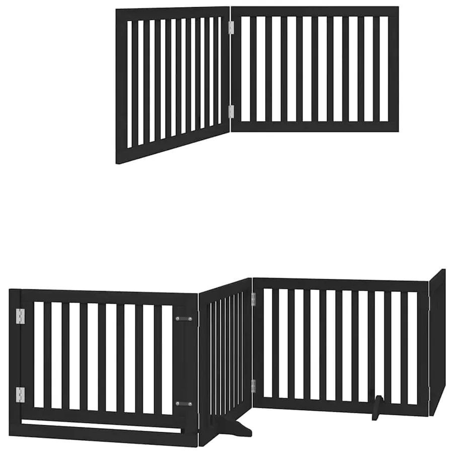 Barrière pour chien porte pliable 8 panneaux noir bois peuplier - 12