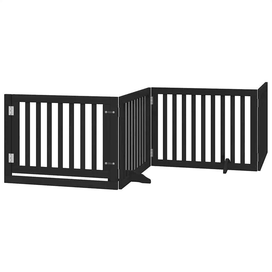 Barrière pour chien porte pliable 8 panneaux noir bois peuplier - 3