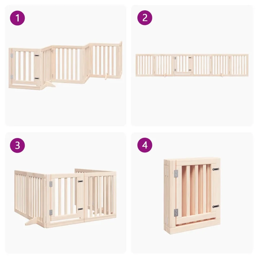 Barrière pour chien avec porte pliable 6 panneaux 300 cm Bois de peuplier - 7