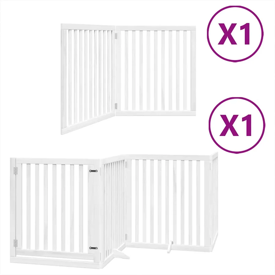 Barrière pour chien porte pliable 6panneaux blanc bois peuplier - 2