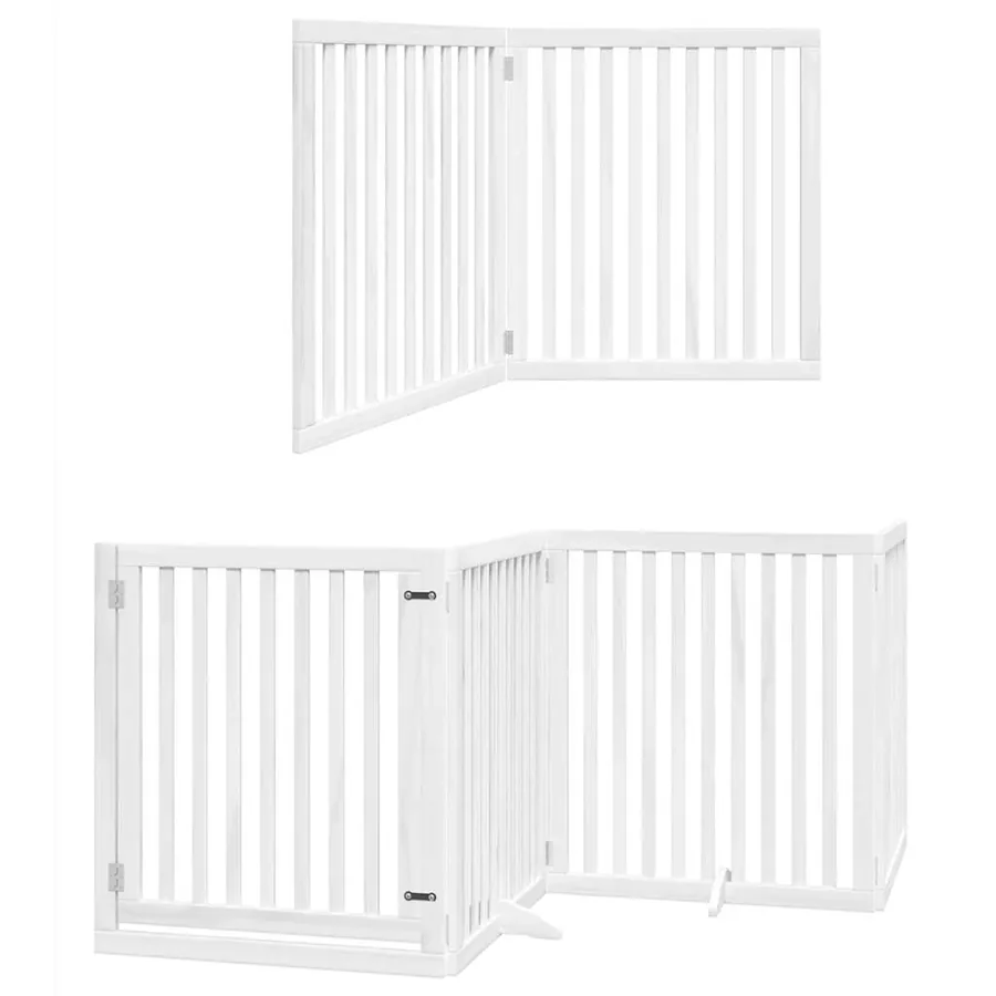 Barrière pour chien porte pliable 6panneaux blanc bois peuplier - 3