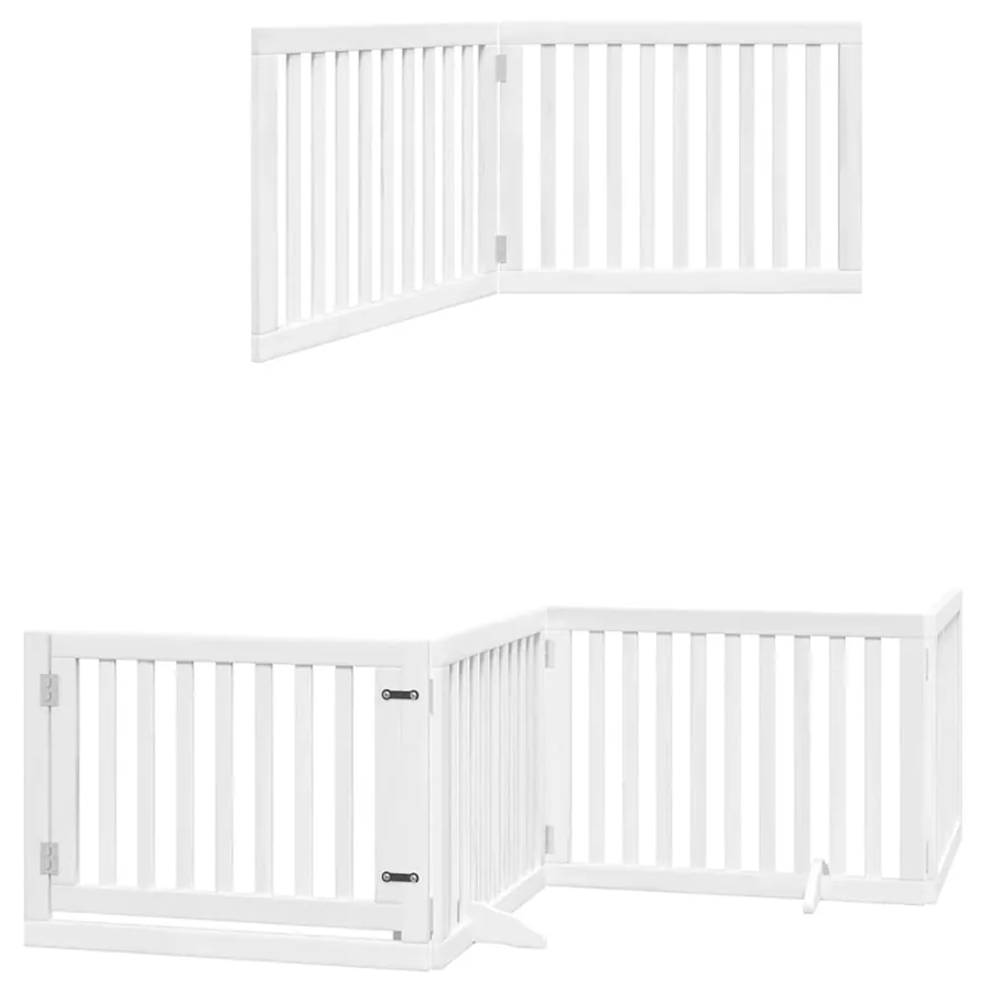 Barrière pour chien porte pliable 10 panneaux bois de peuplier - 12