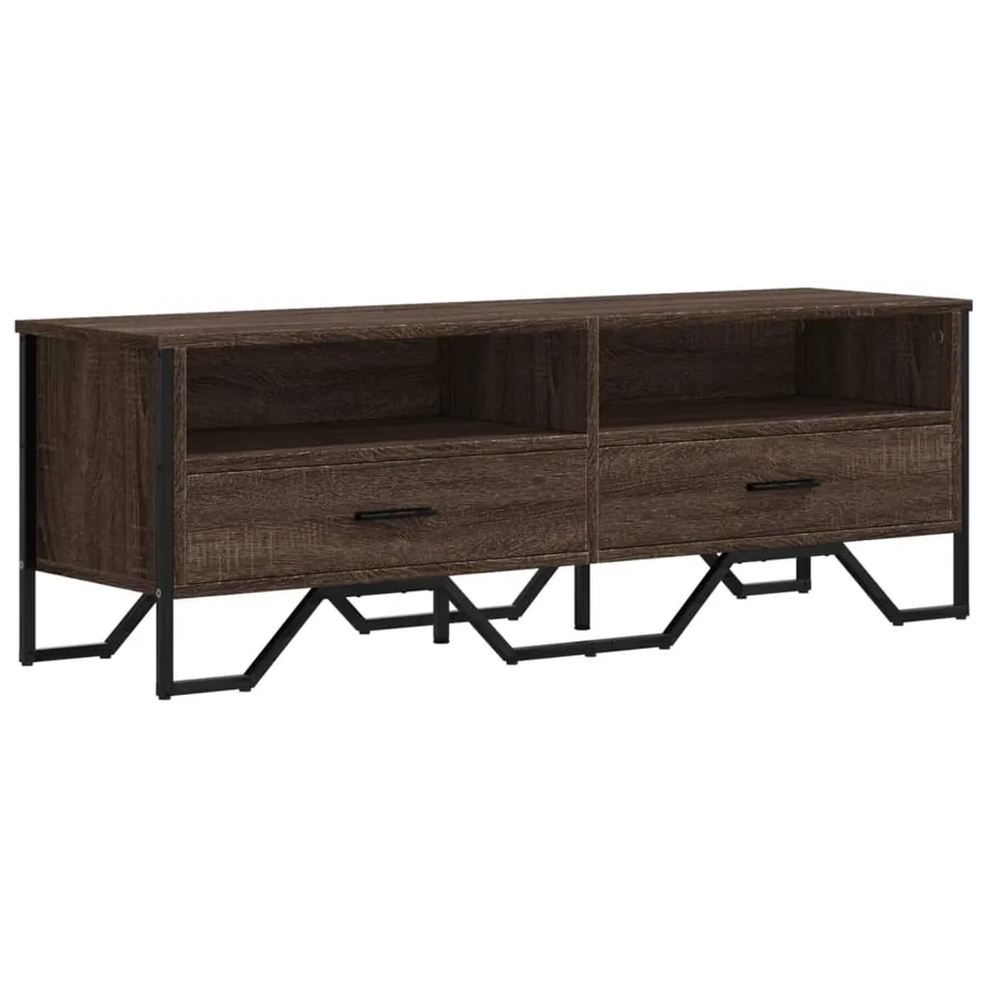 Meuble TV chêne marron 122x34x41 cm bois d'ingénierie - 2
