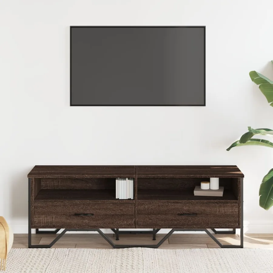 Meuble TV chêne marron 122x34x41 cm bois d'ingénierie - 3