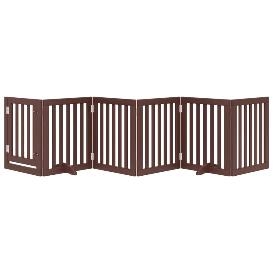 Barrière pour chiens avec porte 6 panneaux bois de peuplier - 3