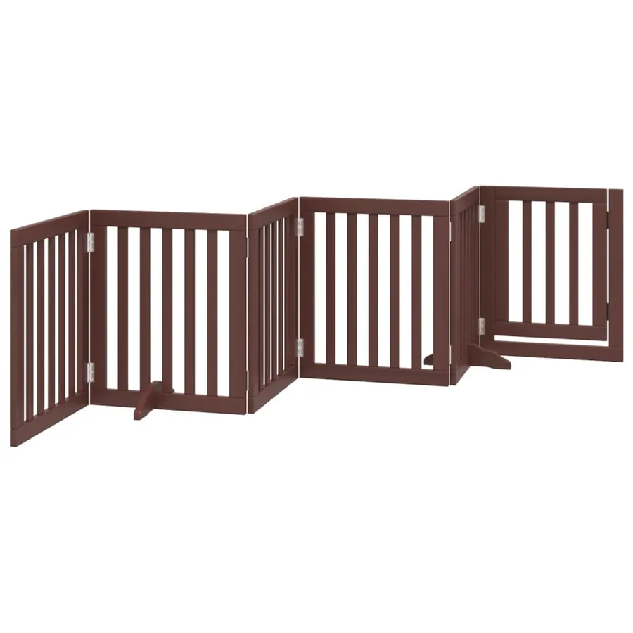 Barrière pour chiens avec porte 6 panneaux bois de peuplier - 6