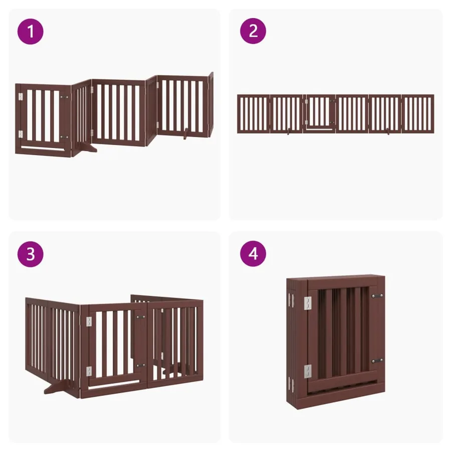 Barrière pour chiens avec porte 6 panneaux bois de peuplier - 7