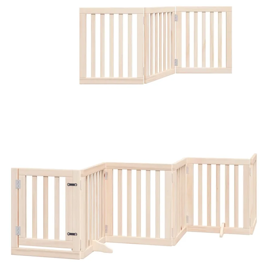 Barrière pour chien porte pliable 12 panneaux bois de peuplier - 12
