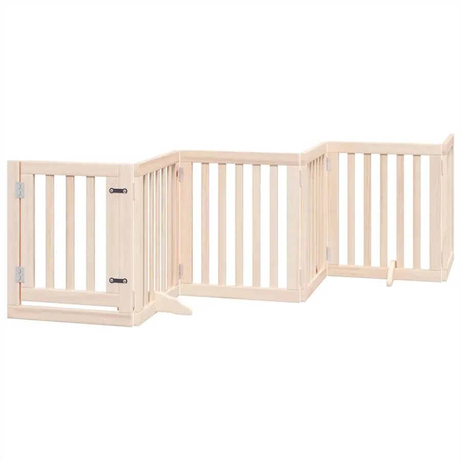 Barrière pour chien porte pliable 12 panneaux bois de peuplier - 3