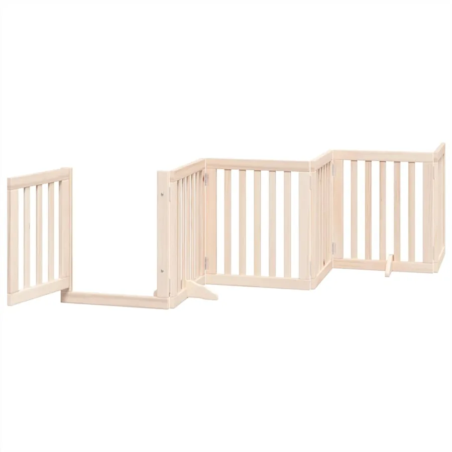 Barrière pour chien porte pliable 12 panneaux bois de peuplier - 4