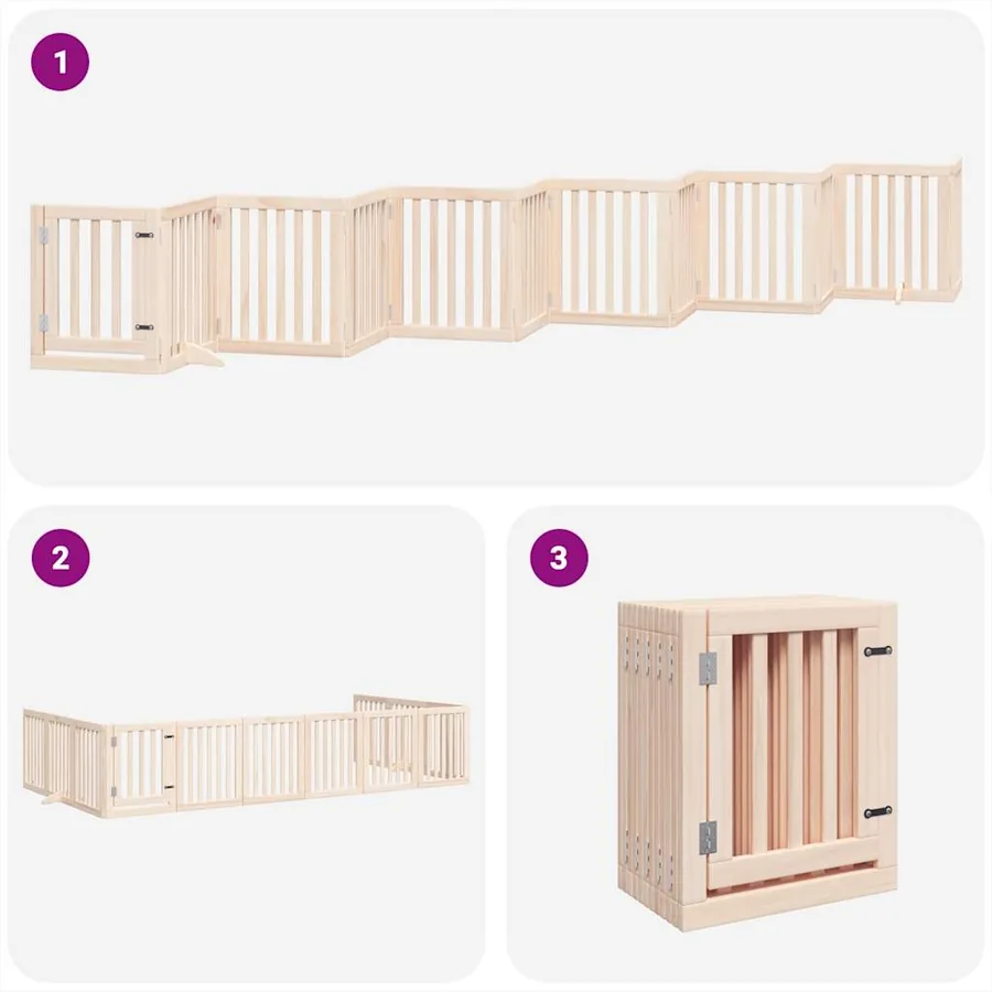 Barrière pour chien porte pliable 12 panneaux bois de peuplier - 5