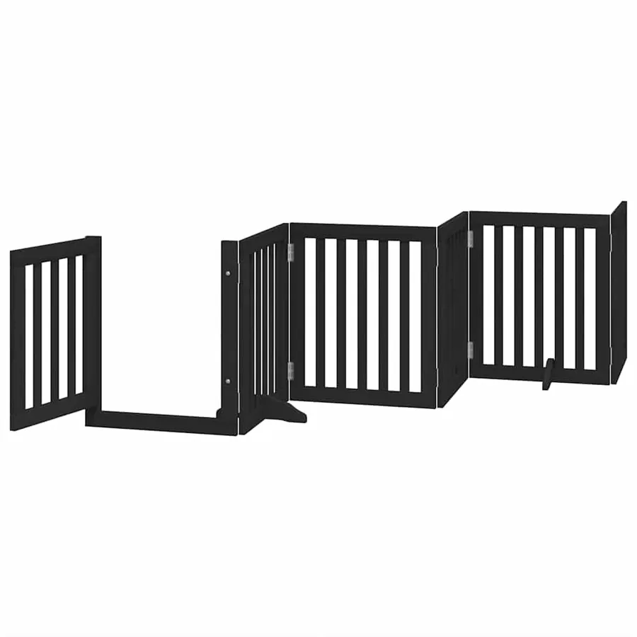 Barrière pour chien porte pliable 12panneaux noir bois peuplier - 4