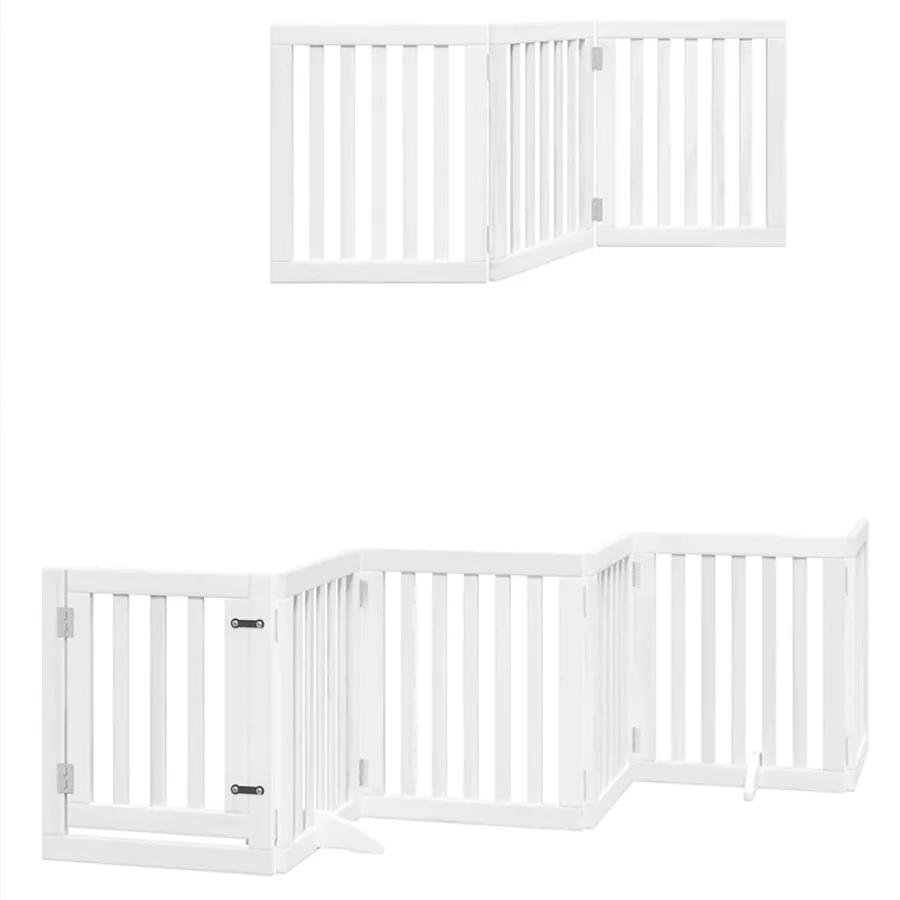 Barrière pour chien porte pliable 15 panneaux bois de peuplier - 12