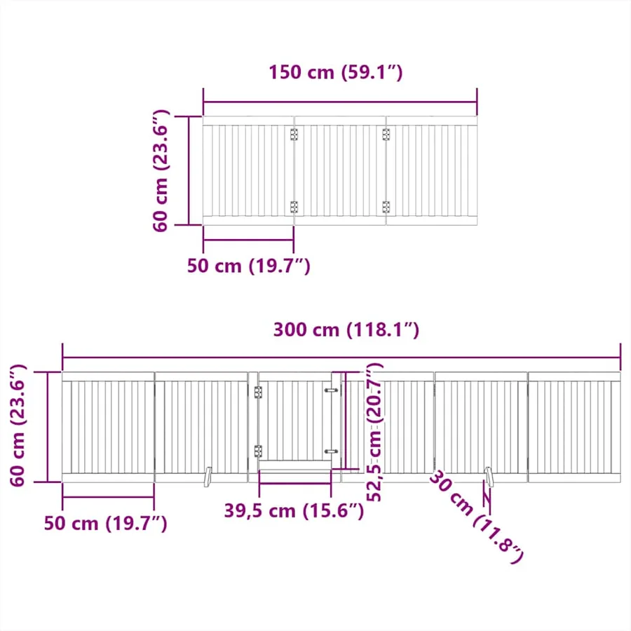 Barrière pour chien porte pliable 15 panneaux bois de peuplier - 11