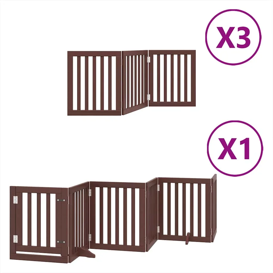 Barrière pour chien porte pliable 15 panneaux bois de peuplier - 2