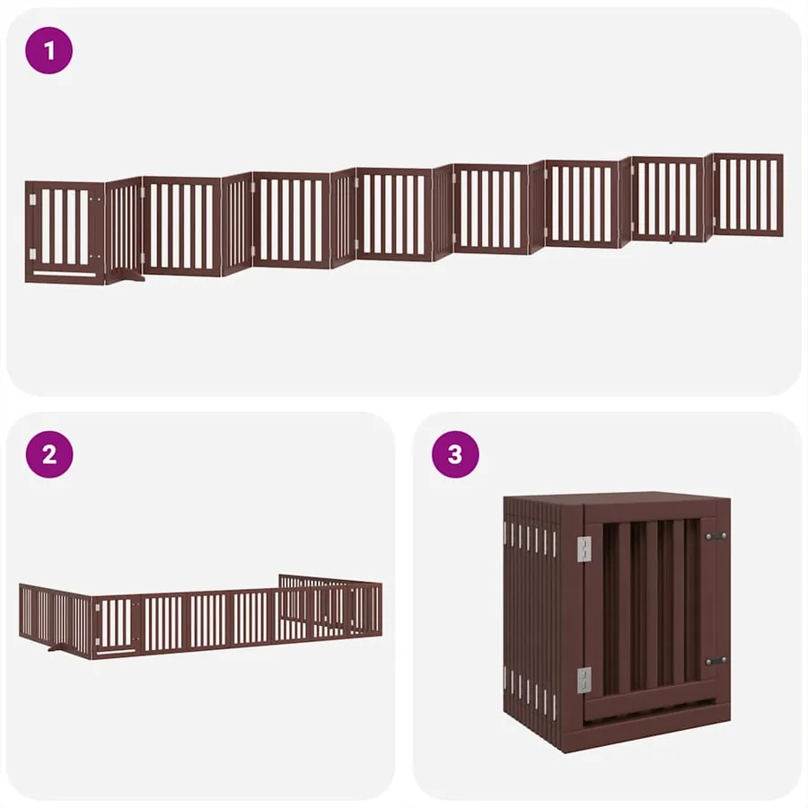 Barrière pour chien porte pliable 15 panneaux bois de peuplier - 5