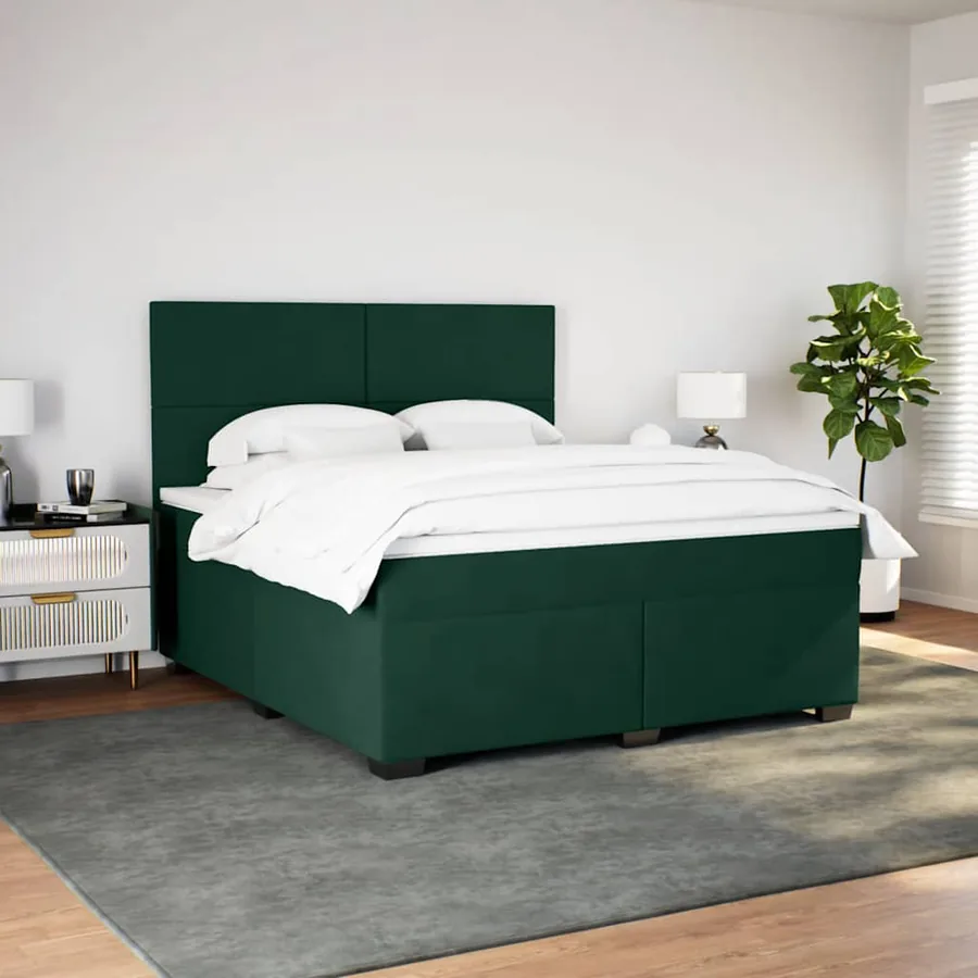 Sommier à lattes de lit et matelas Vert foncé 180x200cm Velours - 3