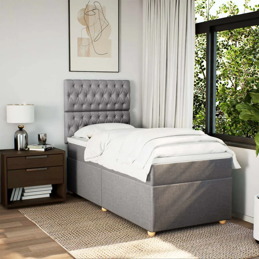 Sommier à lattes de lit avec matelas Taupe 90x190 cm Tissu - 3
