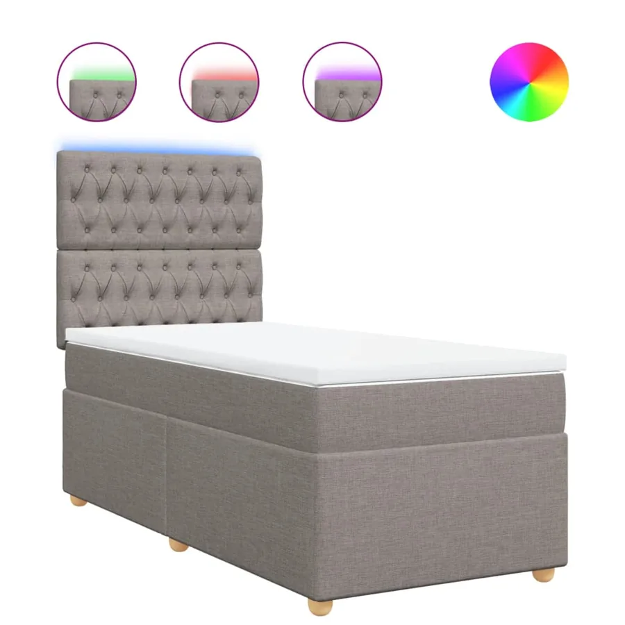 Sommier à lattes de lit avec matelas Taupe 90x190 cm Tissu - 2