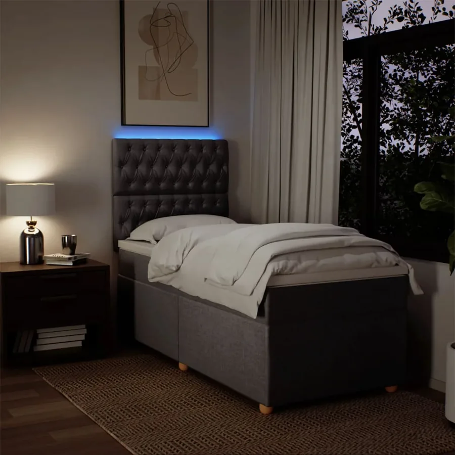 Sommier à lattes de lit avec matelas Taupe 90x190 cm Tissu - 4