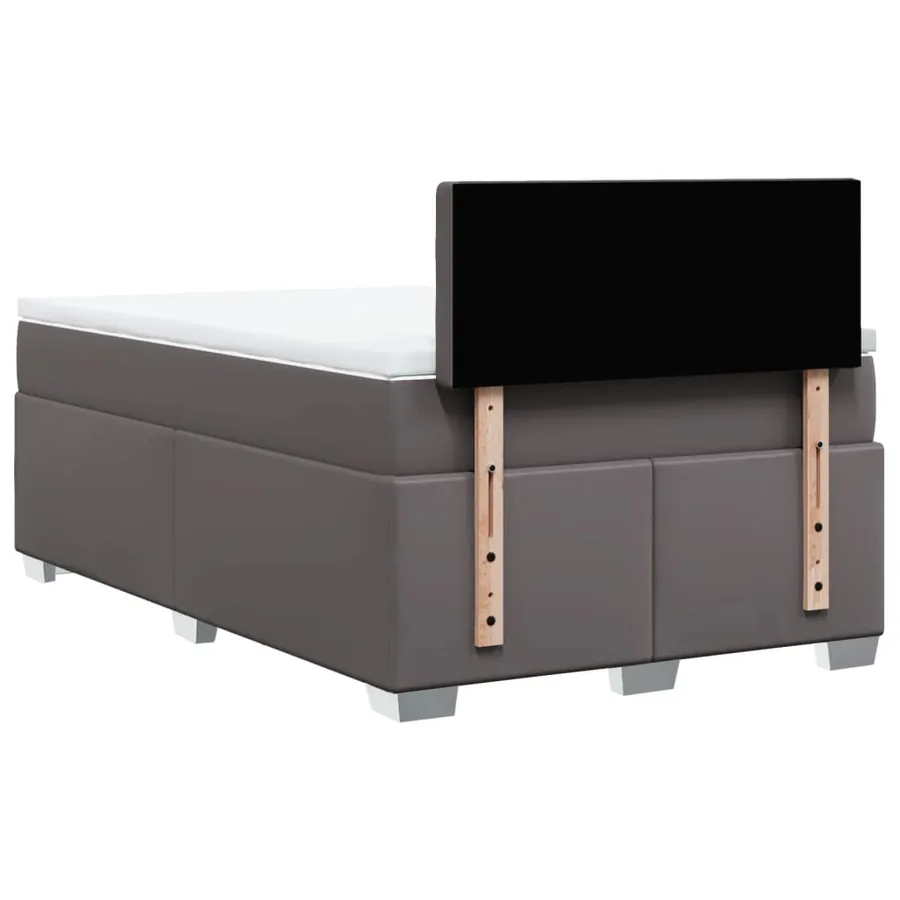 Sommier à lattes de lit avec matelas gris 120x190 cm similicuir - 12